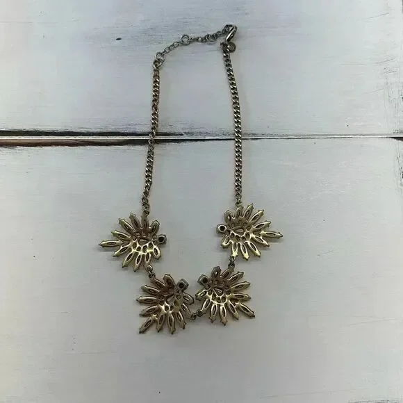 J. Crew Gold Toned Rhinestone Crystal Cluster Statement Necklace - Picture 8 of 8